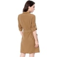 thumbnail image 4 of Vestido camisero con cinturón Allegra K Caqui M, 4 of 7