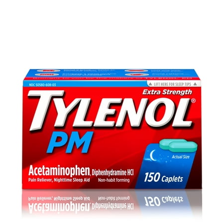 Tylenol PM Extra Strength Pain Reliever & Sleep Aid Caplets, 150 (Best Over The Counter Pain Reliever For Back Pain)