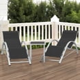 thumbnail image 3 of Ensemble de 3 Chaises Longues de Patio Durables et Résistantes aux Intempéries – Chaises Longues d'Extérieur Inclinables Réglables avec Table d'Appoint en Aluminium, Idéal pour le Bord de la Piscine, le Jardin, la Plage – Design Moderne, Noir, 3 of 8