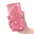 thumbnail image 4 of Allytech Compatible with Samsung Galaxy A13 Case Embossed Diamond Butterfly Glitter Bling Case with Card Holder Stand Flip Wallet Shockproof Cover for Samsung Galaxy A13 5G Crystal Pink, 4 of 5