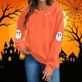 thumbnail image 2 of Atogsazn Women's Halloween Sweatshirt Casual Crew Neck Long Sleeve Pullover Sweater Loose Fall Winter Tops Orange S Fashion, 2 of 7