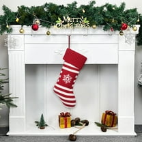 yulier Knitted Christmas Stocking Personalized Christmas Tree Dog Paw Snowflake Print Embroidered Christmas Stockings Fireplace Hanging Xmas Stockings