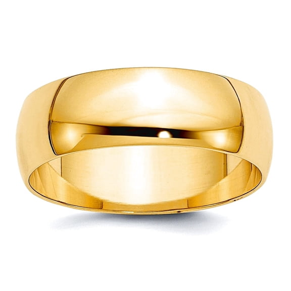 10k Yellow Gold Solid Polished Lightweight 7mm Ltw Half Round Band Size 12 Ring Ring for Women and Men