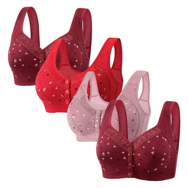 LOVZFMLL Bras for Women 4pc Woman's Comfortable Lace Breathable Bra Underwear No Rims Multicolor 5XL