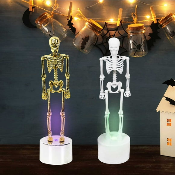 kkbbma 2 piezas de lámparas de mesa con esqueletos, ofertas de la semana: minilámpara de noche LED que cambia de color, decoración de escritorio para Halloween, lámpara de luces de esqueleto de