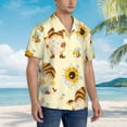 thumbnail image 5 of Daiia Watercolor Bee Honey Honeycomb Bee Hawaiian Shirt for Men Gentle Cotton Regular Short Sleeve Casual-Large, 5 of 9