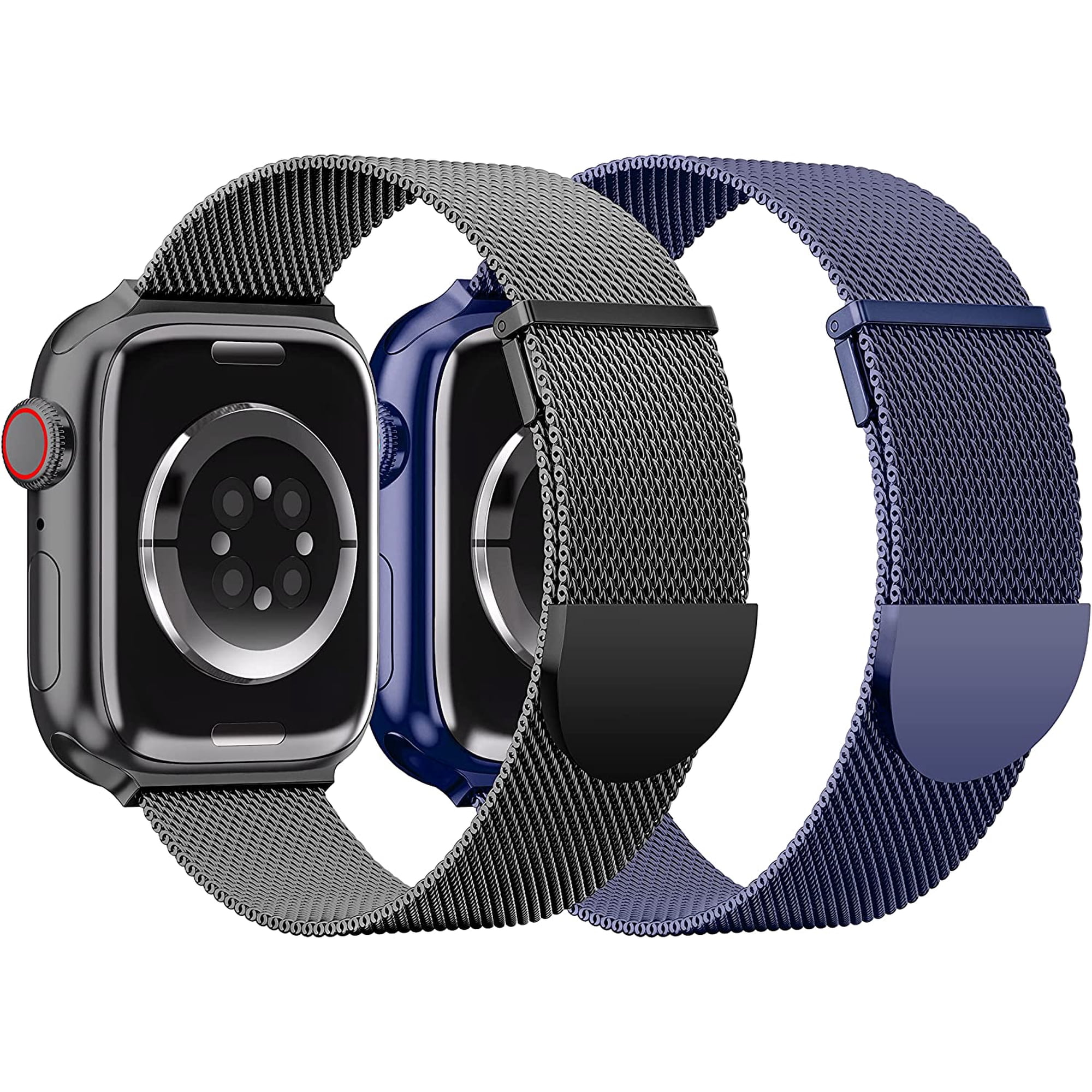 2Pack Metal Magnetic Band Compatible with Apple Watch Bands 38mm 40mm 41mm 42mm 44mm 45mm 49mm Women Men,Milanese Loop Stainless Steel Mesh Adjustable Strap for iWatch Series 9 8 7 6 5 4 3 2 SE ultra