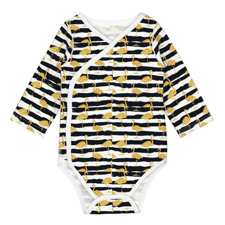

Matuu Gold Flamingo for Baby Long-Sleeve Bodysuit Soft Cotton Comfortable and Breathable Perfect for Newborns and Infants