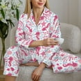 thumbnail image 6 of Yiaed Seahorse and Starfish Print Pajamas Women's Long Sleeve Sleepwear Soft Button Down Loungewear Pjs Lounge Set Nightwear Womens Pajama Pants-Large, 6 of 7