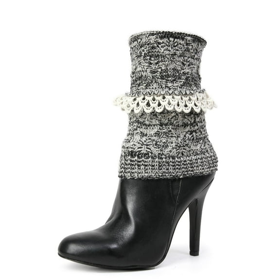 MeMoi Icing Crochet Trim Knit Boot Topper - Womens - Female (One Size, Black)