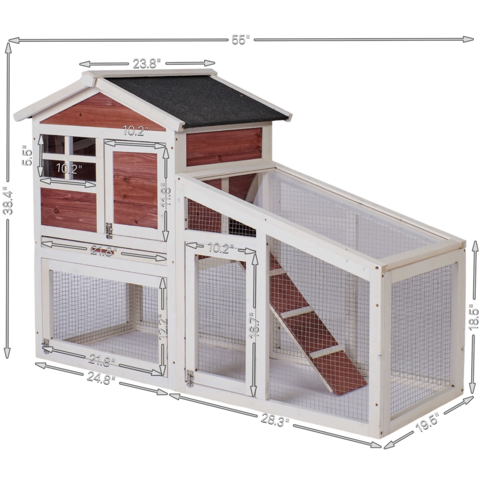 Kepooman 2-Tier Wooden Bunny Cage with Ventilation Door & Removable Tray, Rabbit Hutch Hen House, Auburn Kepooman 2-Tier Wooden Bunny Cage with Ventilation Door & Removable Tray, Rabbit Hutch Hen House, Auburn