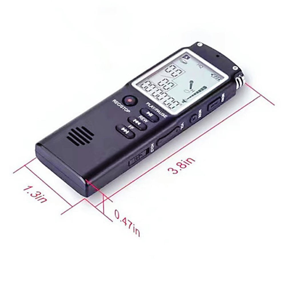 Professional Digital Voice Recorder MP3 Player 8GB/16GB/32GB Storage USB Dictaphone WAV Format Compact Portable Audio Recording Device Easy to Use Black