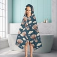 thumbnail image 6 of Blue Background Football Hot Air Balloons Pattern Hooded Bath Towel，50"x30" for Ages 3 To 12 Kids, Quick Dry Lightweight Soft Microfiber Hood Beach Towel Cover Up for Kids, 6 of 7