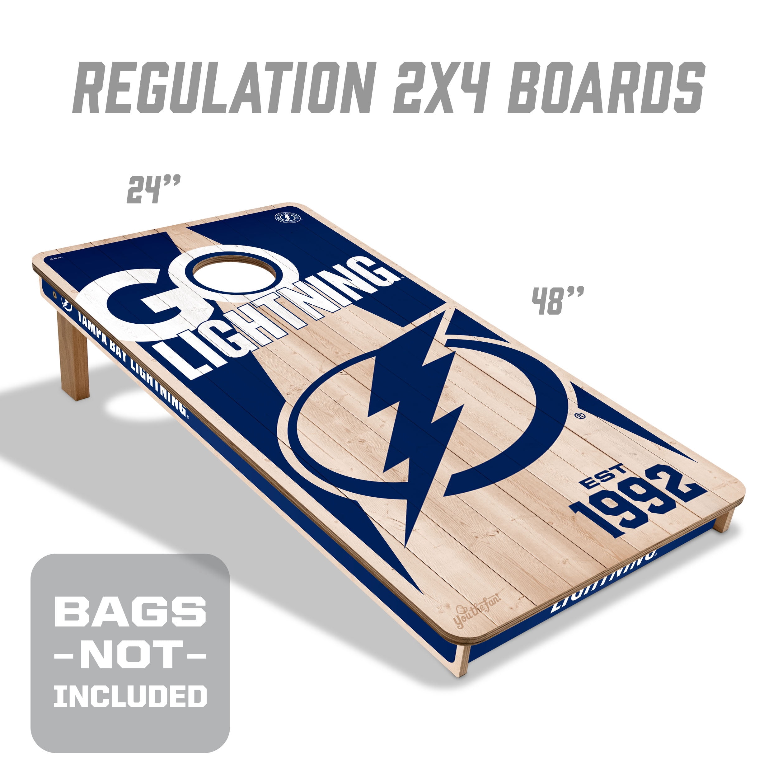 YouTheFan NHLTampa Bay Lightning 2' x 4' Cornhole Game No Bags
