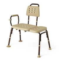 Medline Transfer Benches with Microban Antimicrobial Treatment, 350lb Capacity, Slip Resistant, Reversible Height-Adjustable Backrest