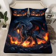 thumbnail image 2 of Manfei Dragon Bed Sheets King,Magic Animal Bedding King Size,Fire Flaming Sheet Set King,Microfiber Room Decoration,4pcs, 2 of 7