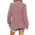 thumbnail image 6 of Fall Tops for Women V Neck Long Sleeve Lace Trim Hollow out Trendy Blouse Solid Color Going out Tunic Shirt, 6 of 6