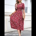 thumbnail image 4 of Vestidos Florales de para Mujer, Estilo Bohemio, Informal, de Verano, con Mangas Abullonadas, Estilo Occidental Rojo M, 4 of 10