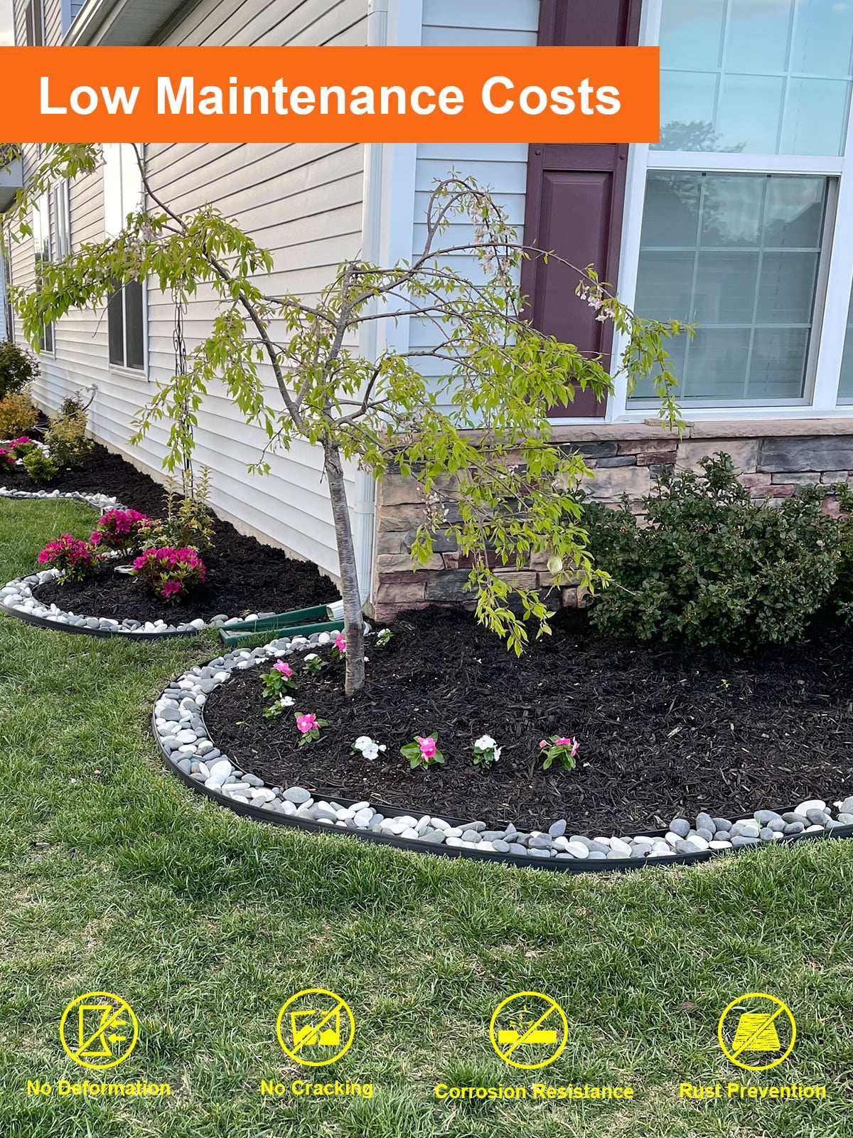 Vinci Landscape Edging Border, 40" L x 8" H 6Pack 20FT Total Black Galvanized Steel Garden Edging,Easy Installation,Sturdy Elegant Metal Lawn Broder for Flower Beds, Pathways, Paver Edges and Yard