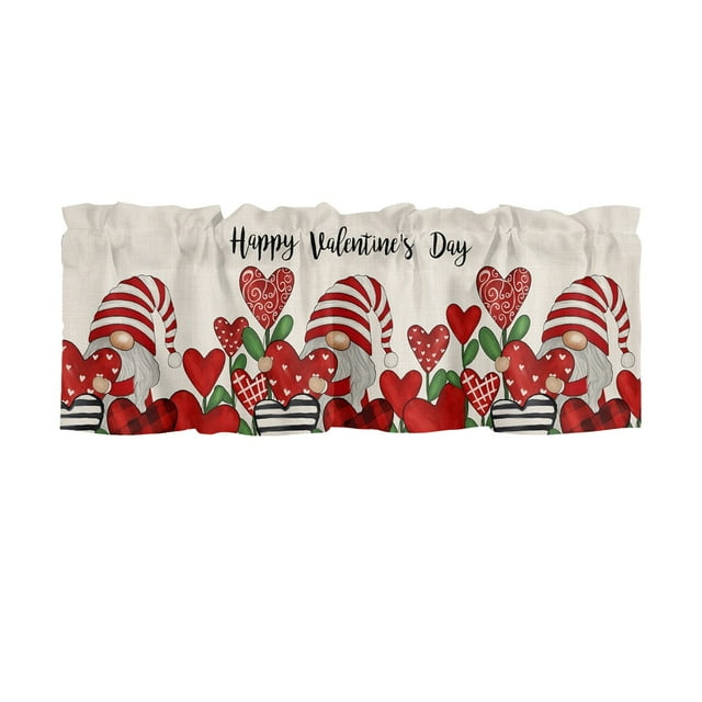 Valentine's Day Printed Kitchen Curtain Fabric Decorative Window for Bedroom and Home