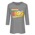thumbnail image 4 of HOMBOM 3/4 Sleeve T-Shirts for Women Graphic Graphic Tees Casual Retro 1996 Print Summer Gray Crew Neck Ladies Tops, 4 of 4