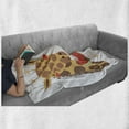 thumbnail image 6 of Giraffe Soft Flannel Fleece Throw Blanket, Illustration of Funny Giraffe Eating Watermelon with Sun and Words Just Chill, Cozy Plush for Indoor and Outdoor Use, 60" x 80", Multicolor, by Ambesonne, 6 of 6