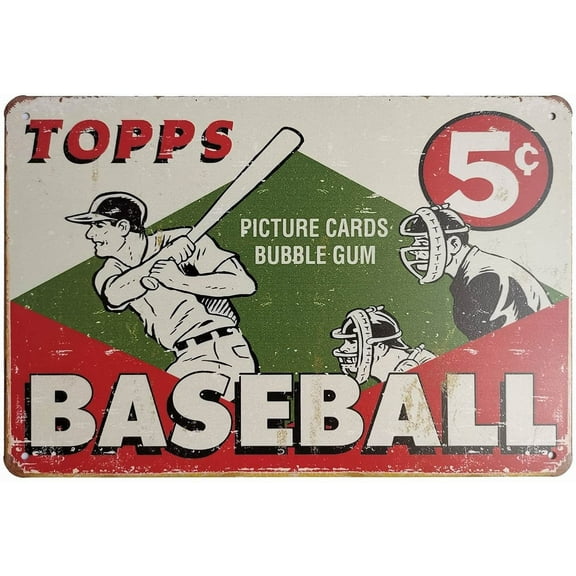 Topps Baseball Vintage Metal Signs Farmhouse Home Poster Wall Art Pub Bar Decor 12 X 8