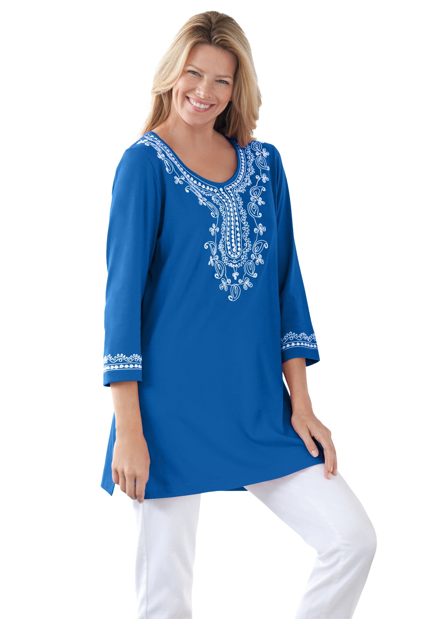 Woman Within Woman Within Women's Plus Size Embroidered Knit Tunic