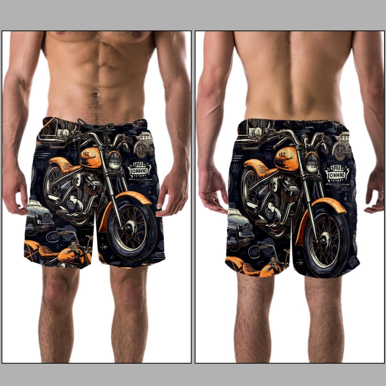 luoweisi Men's Beach Shorts Quick Dry Swim Trunks with Mesh Lining Motorcycle M