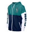 thumbnail image 2 of Men's-New Era  Navy/Aqua Seattle Mariners Color Block Full-Zip Hoodie Windbreaker, 2 of 5