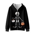 thumbnail image 4 of Xoenoiee Skull Pumpkin Print Boys Casual Hoodies Halloween Hooded Sweatshirts Tops with Pocket Lightweight Shirt Tops Winter Clothes with Zipper for Boys Studens Teens, XL, 4 of 7