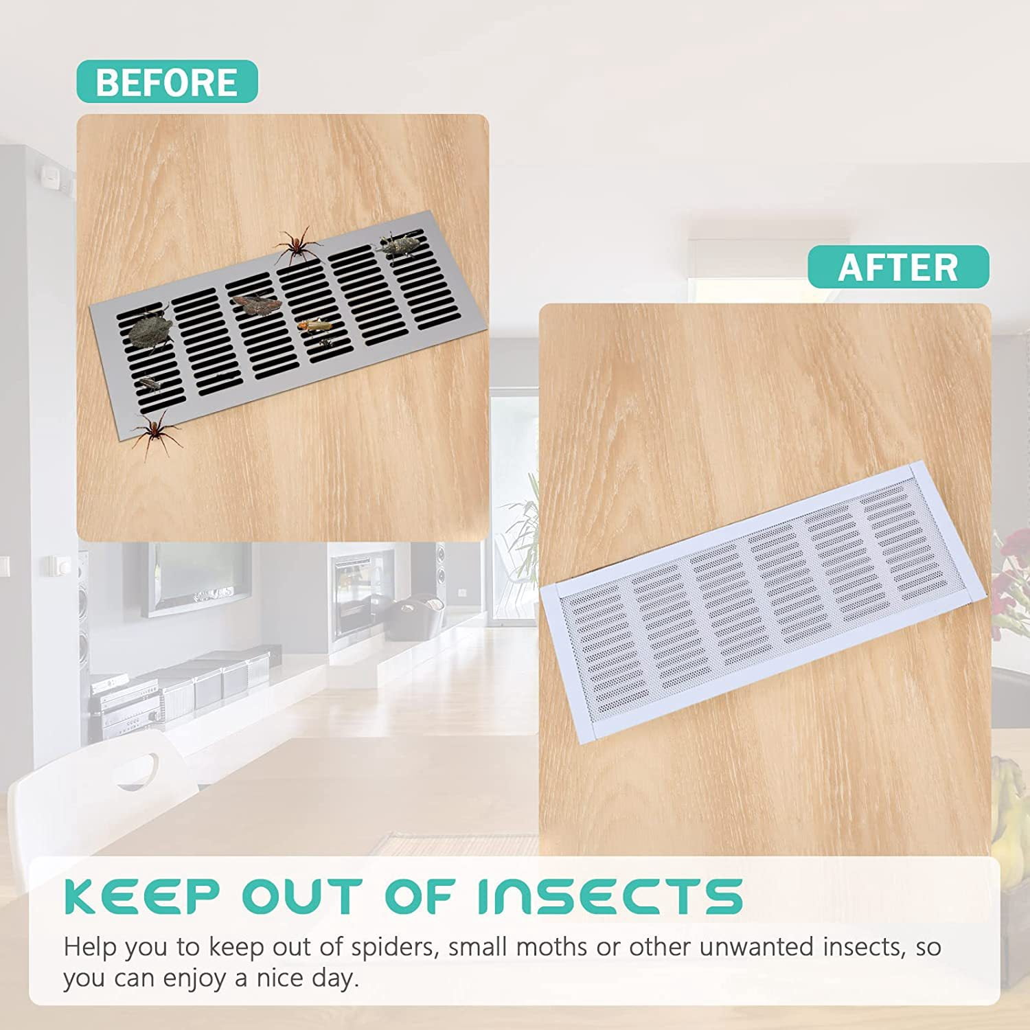 8 Pack Floor Vent Covers 4 x 10in Rectangle Air Vent Screen Cover Magnetic Vent Mesh Floor Register Cover Plastic Vent Screen for Wall Ceiling Floor Catch Debris Hair Insect, White
