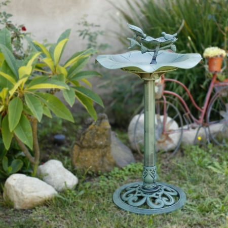 Alpine Corporation Birdbath Feeder for Yard and Garden, Green