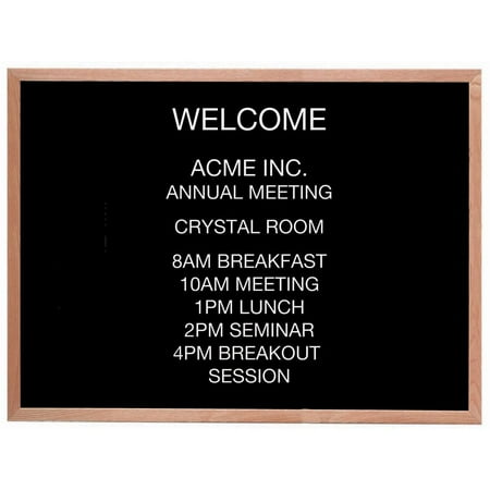 Aarco AOFD1218. Framed Letter Board Message Center. Frame is Oak