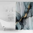 thumbnail image 2 of Abstract Art Black Grey Shower Curtain, 36" x 72", Marble Texture Waterproof Bathroom Curtain Washable Shower Curtain Set with 12 Hooks, 2 of 6