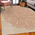 thumbnail image 3 of Oriental Decorative Rug, Abstract Round Mandala Designed with Flower Leaves and Stems Elements, Quality Carpet for Bedroom Dorm and Living Room, 6 Sizes, Almond Salmon, by Ambesonne, 3 of 4