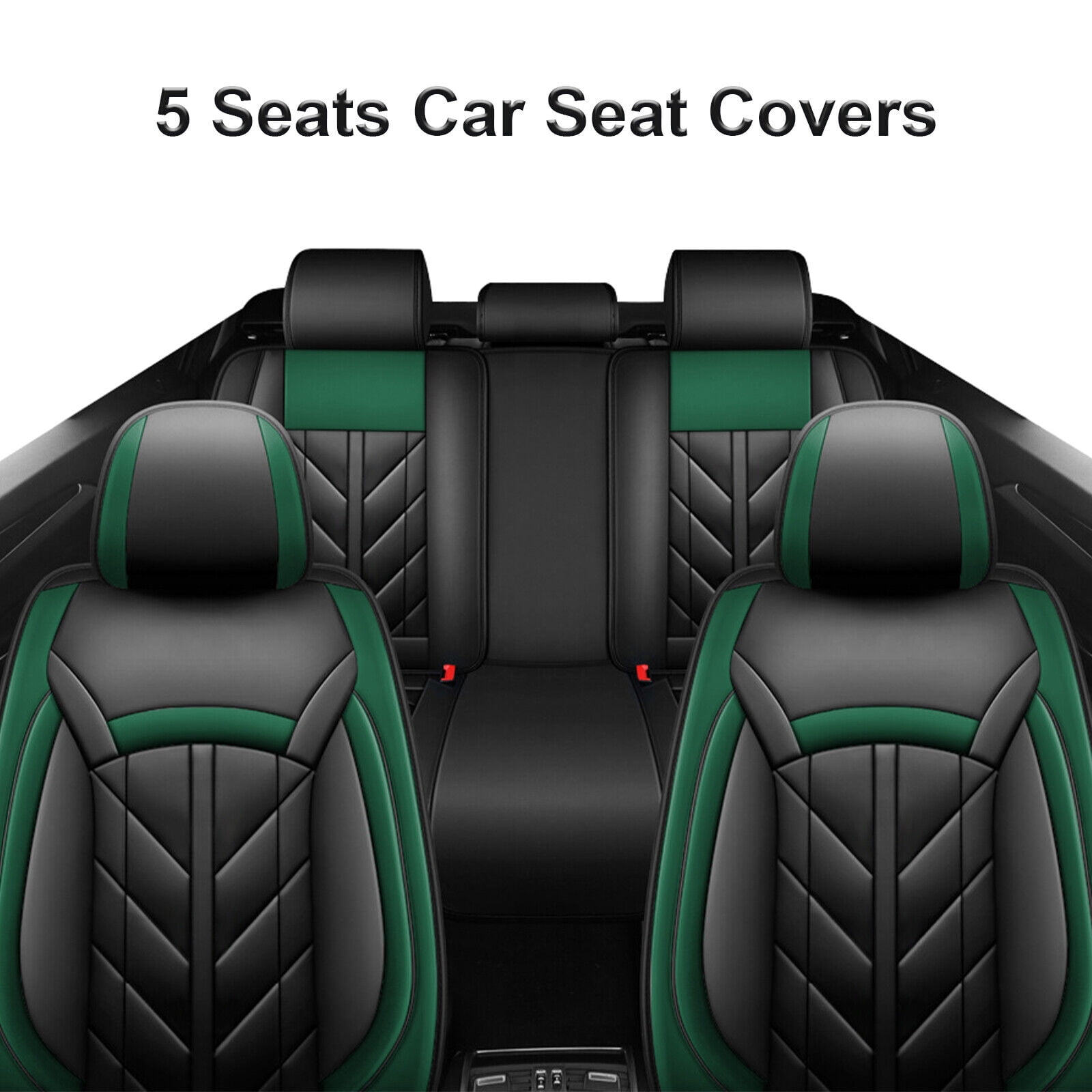 For Hyundai Car Seat Covers, Wear-resistant 5 Seats Auto Cushion Protector, Front Rear Seat Full Set for Elantra Tucson Sonata Palisade Veloster Black+Green