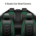 thumbnail image 4 of Universal Car Seat Covers for 5 Seats Sedans/SUV/Truck, Premium Waterproof Wear-resistant Seat Protector, Pu Leather Auto Cushion Protector Front Rear Seat Full Set Black+Green, 4 of 10