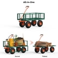 thumbnail image 3 of GARVEE Heavy Duty Steel Garden Cart,900lbs Capacity Pullable Garden Wagon with 10" All-Terrain Wheels,for Gardening Soil, Tools, and Plant Transport,Green&Yellow, 3 of 7