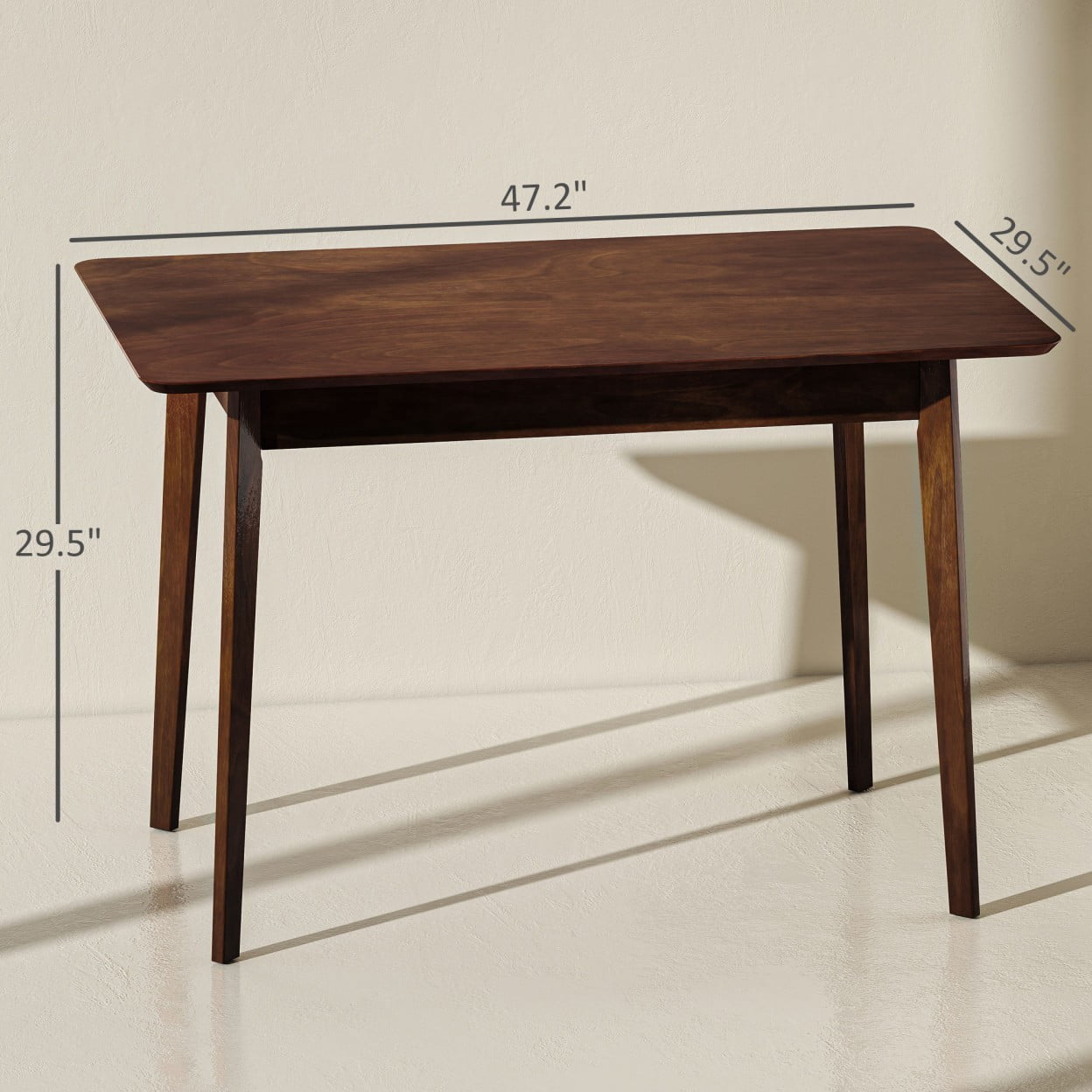 Mid Century Modern Dining Table, 47.2" Rectangular Kitchen Table with Rubber Wood Frame, 4 Person Dining Room Table for Home, Work, Crafts, Walnut