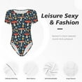 thumbnail image 6 of Uemuo Colorful Mushrooms Pattern Women's One Piece Short Sleeve Swimsuit Rash Guard Surfing Modest Quick-drying Swimsuit Beach Essentials-, 6 of 9