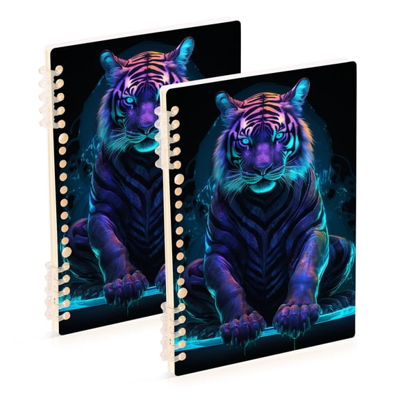 Tiger Green Ring Binder Notebook Journey Note Diary College Ruled Spiral Notebook Study Loose Leaf Paper A5 60 Pages