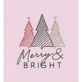 thumbnail image 2 of Merry & Bright Christmas Tree Line Art Women's Pink Crew Neck Short Sleeve Crop Tee-Medium, 2 of 4