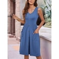 thumbnail image 5 of Women Summer Dresses Sleeveless Casual Loose Swing Button Down Midi Dress with Pockets L, 5 of 9