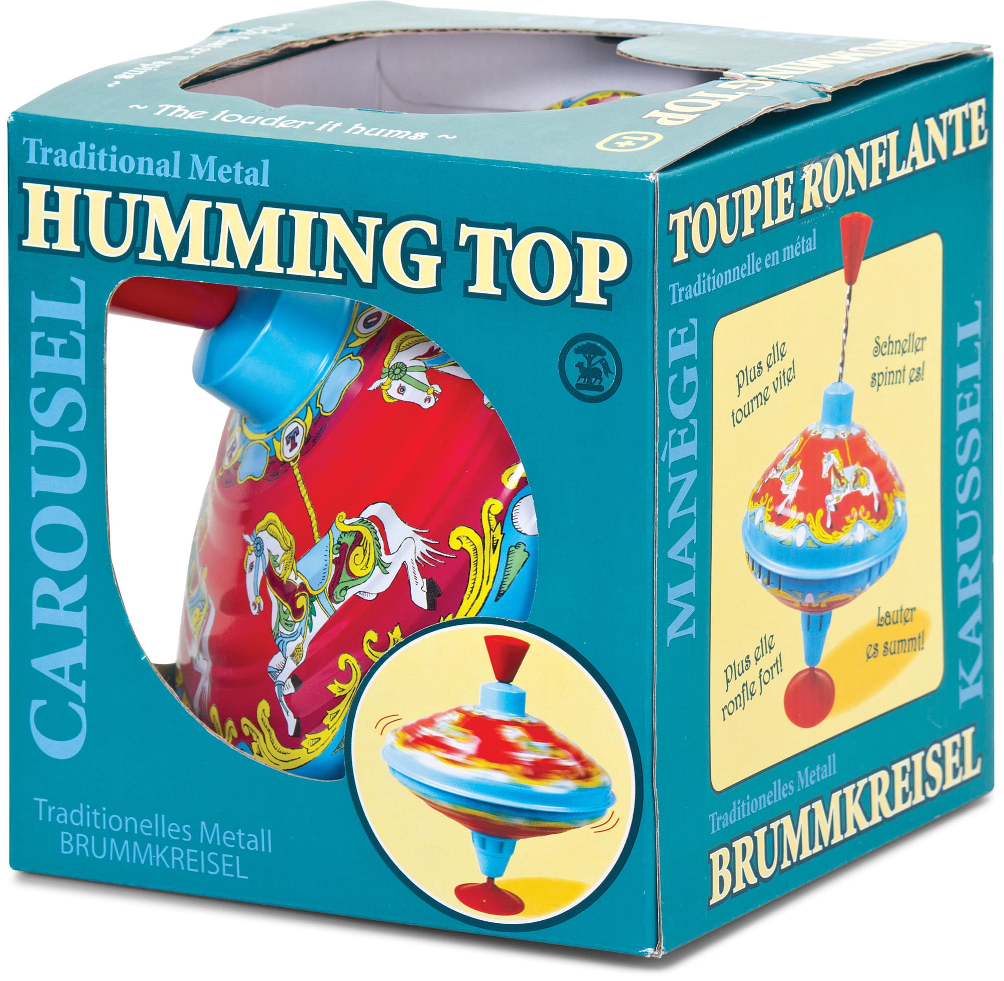 One for Fun Carousel Humming Top, Classic Metal Spinning Top Toy for Kids