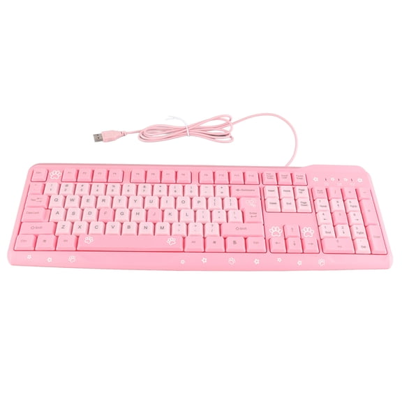 Sorven USB Keyboard Silent Keyboard, USB Wired Ultra-Thin Keyboard for Women for Games for Home Business Office for Girls Pink
