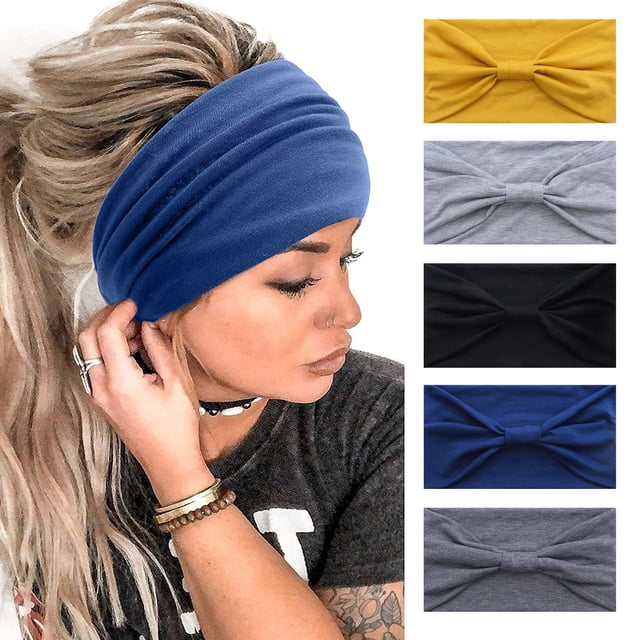 5 uds diademas para mujer africanas bohemias anchas anudadas para la cabeza deportes yoga lavado de cara y pañuelo absorbente de sudor