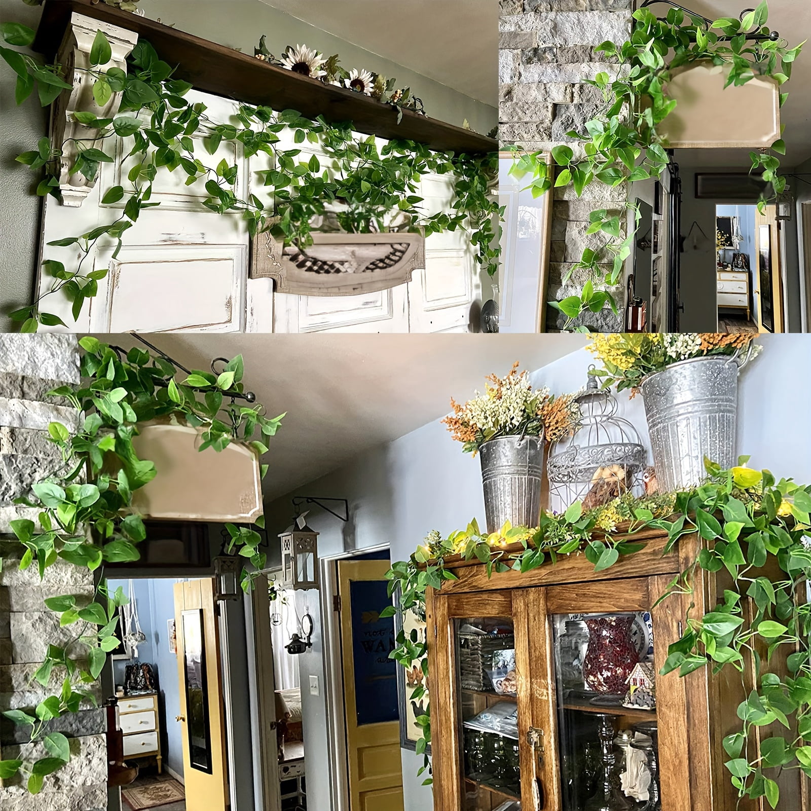 3pcs Artificial Hanging Plants, Fake Ivy Vine for Wall House Room Indoor Outdoor Decoration, suitable for indoor wall decoration, party and wedding bedroom, bathroom, home decoration, 3.6 In