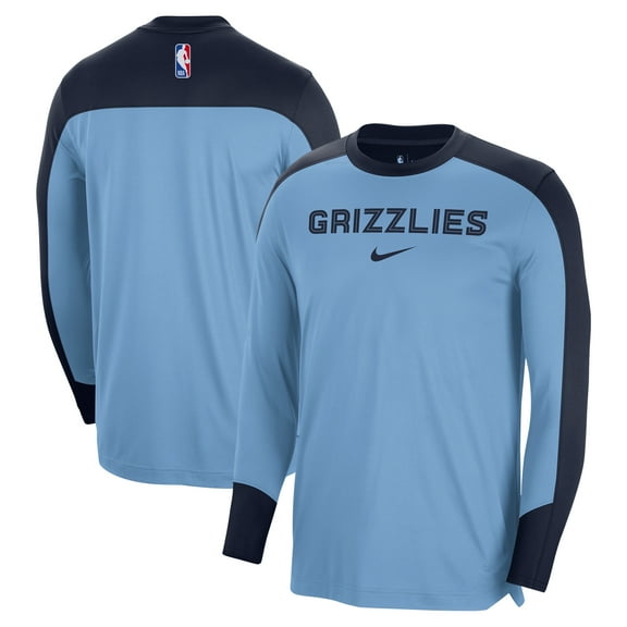 Men's Nike Light Blue Memphis Grizzlies 2024/25-Authentic Pre-Game Legend Long Sleeve Shooting Shirt