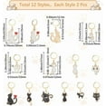 thumbnail image 2 of 1 Box 24Pcs 12 Styles Crochet Cat Charm Stitch Marker Charms Gold Metal Alloy Enamel Black White Animal Cats Locking Leverback Markers for Weaving Quilting Jewelry DIY Craft Accessories Colorful DIY, 2 of 5